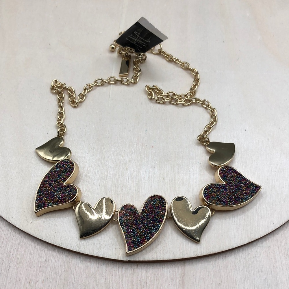 INC mixed hearts chain necklace-romantic-fun-statement style.